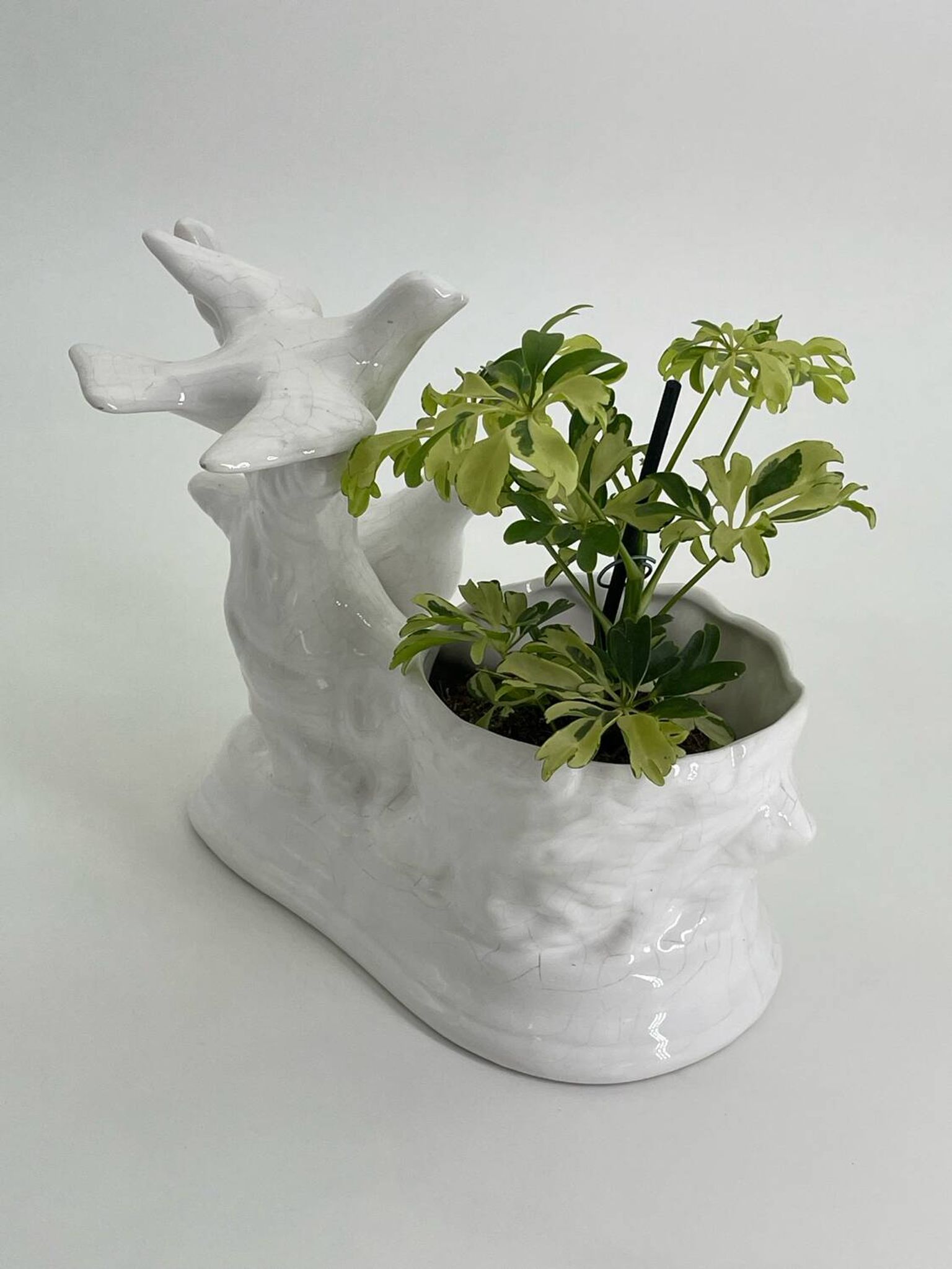 Vintage white porcelain dove planter