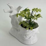 Vintage white porcelain dove planter