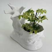 Vintage white porcelain dove planter