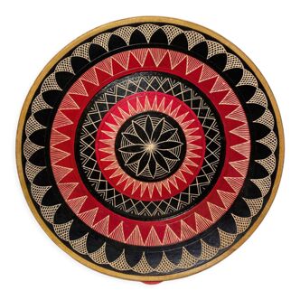 Hand-carved and painted wooden plate