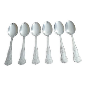 Set of 6 silver metal spoons