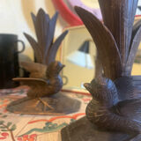 Carved wooden bird candlesticks - Black Forest