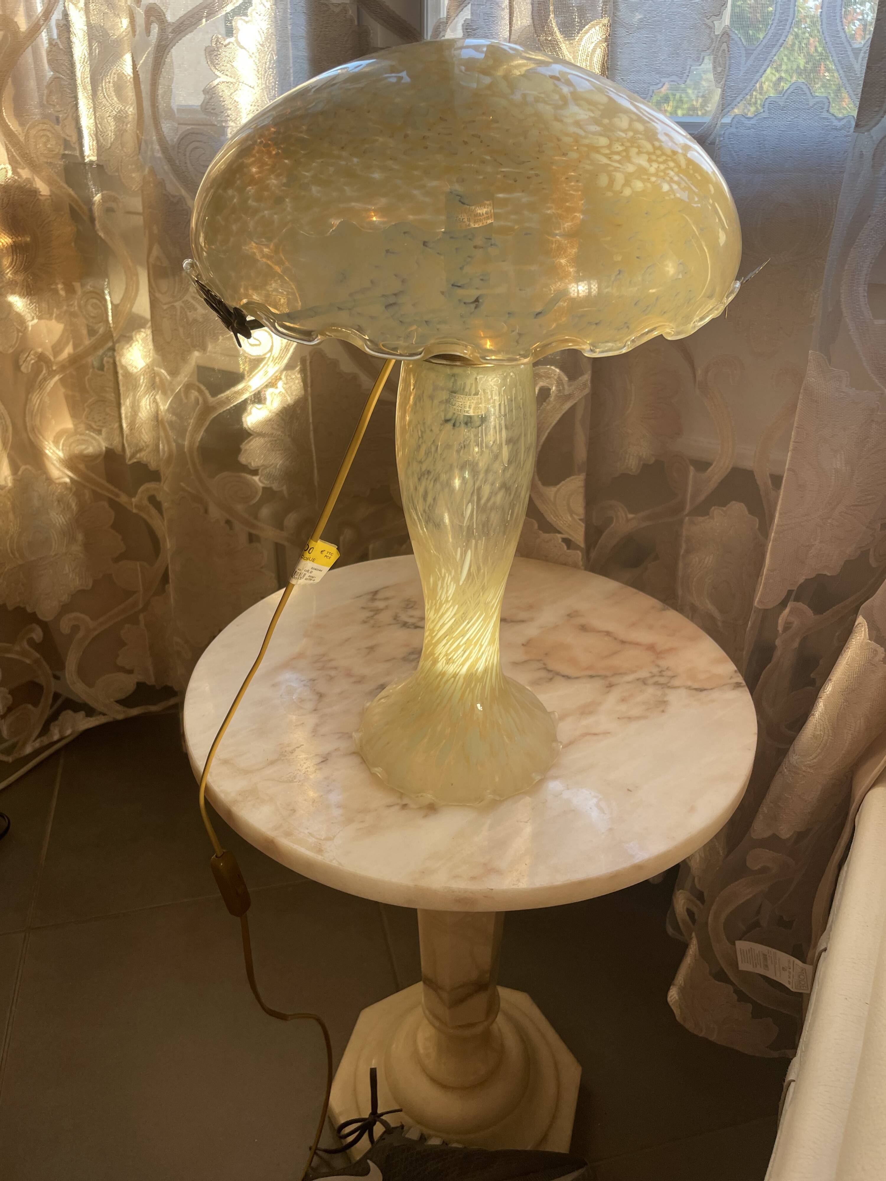 Yellow glass mushroom lamp