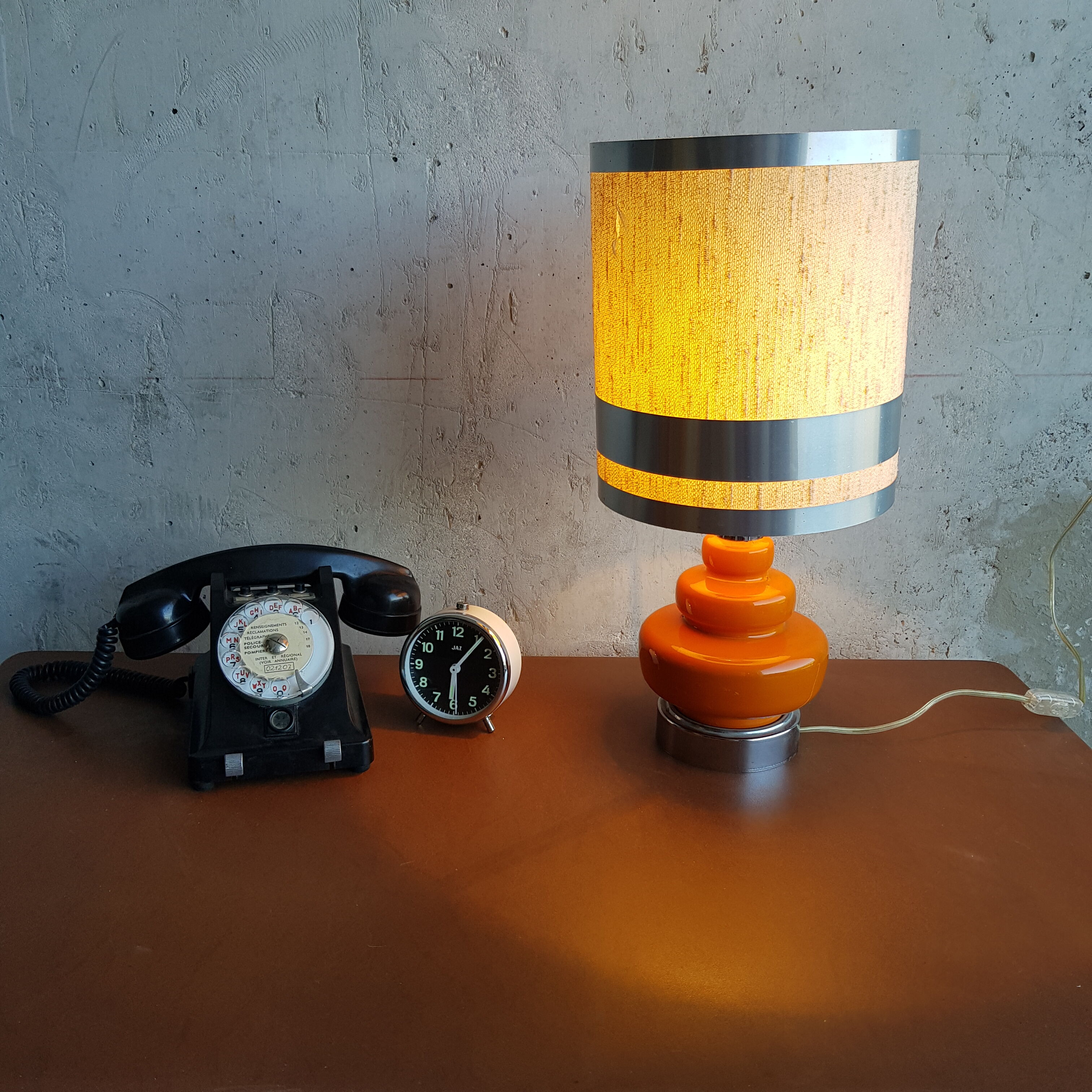 70s orange ceramic lamp