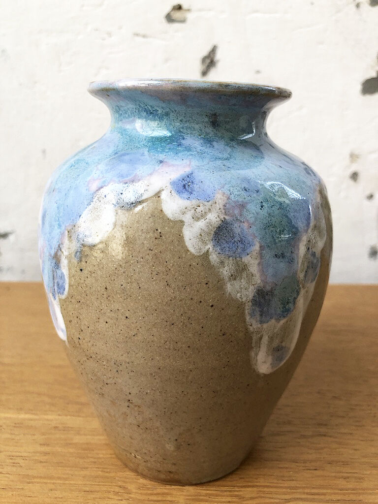 Enamelled sandstone vase