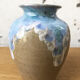Enamelled sandstone vase