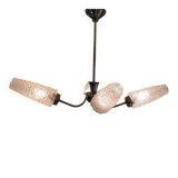 Brass chandelier with 4 lights and glass tulips - 1950s/60s