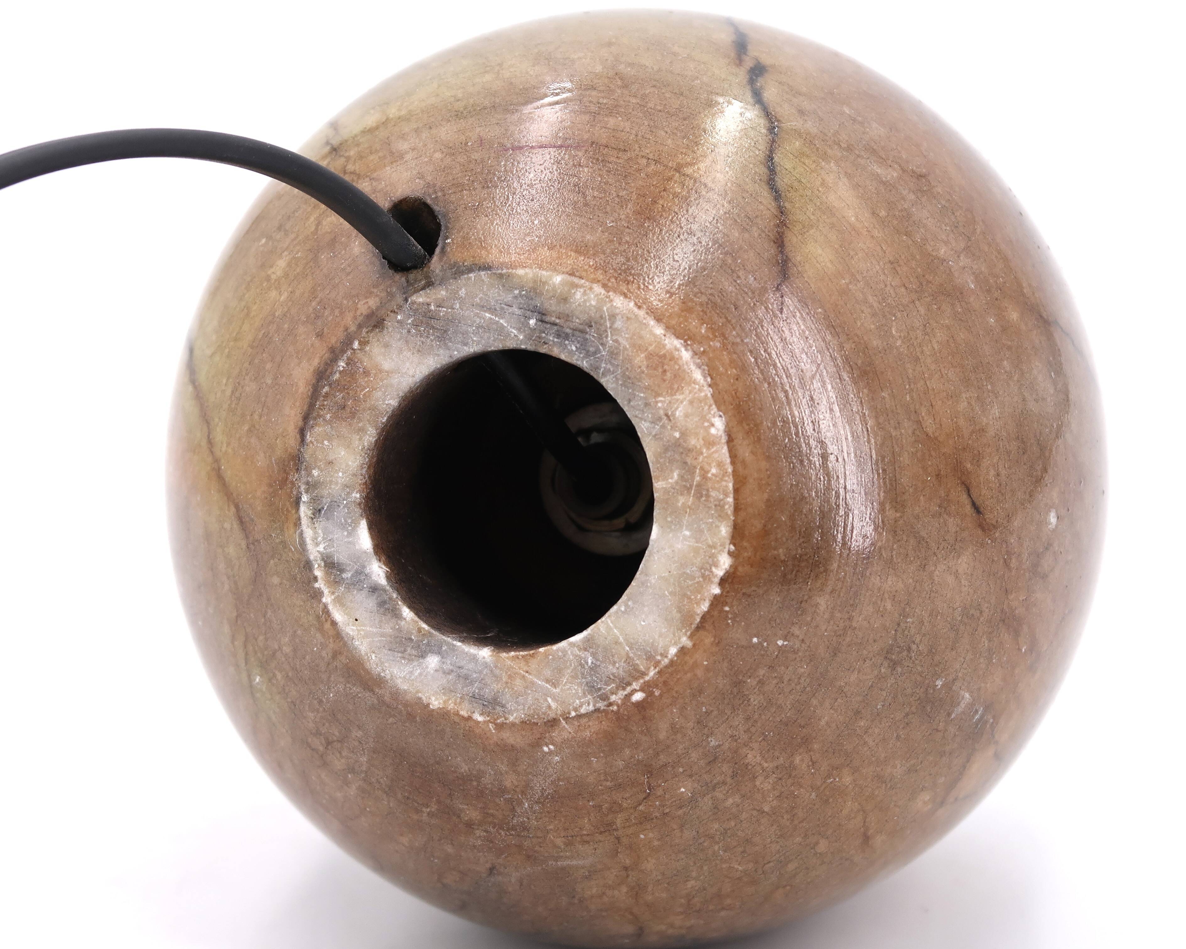 Marble ball lamp, beige lampshade, 1960s