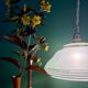 Vintage green and gold glass lampshade pendant light