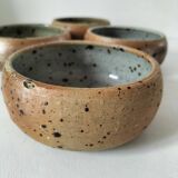4 glazed pyrite stoneware bowls from the 70s