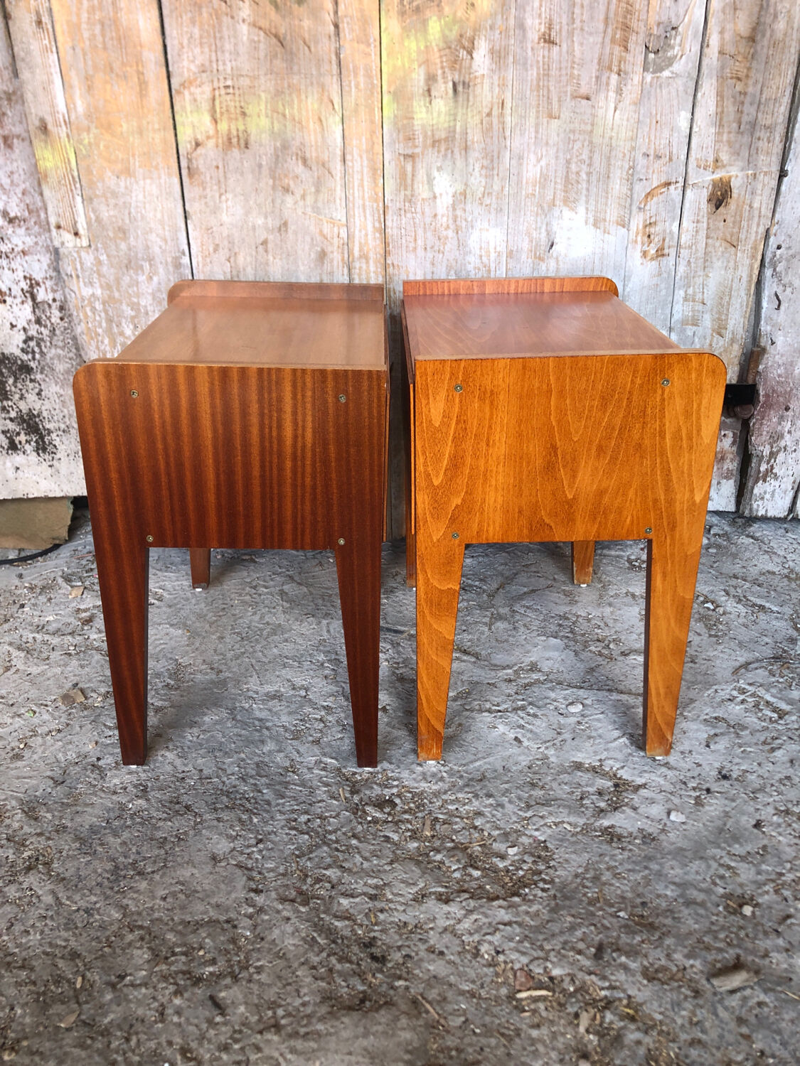 Pair of bedside table scandinavian vintage wood