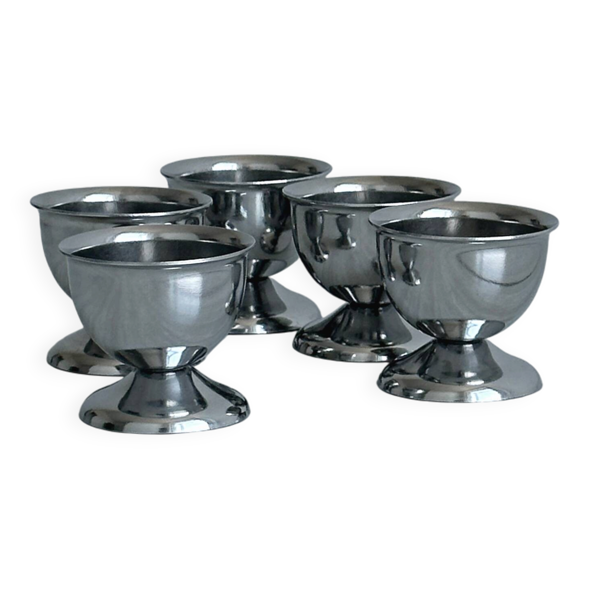 Lot de 5 coquetiers vintage en inox