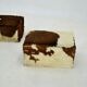 red brown leather cowhide footstools , poufs, 80s