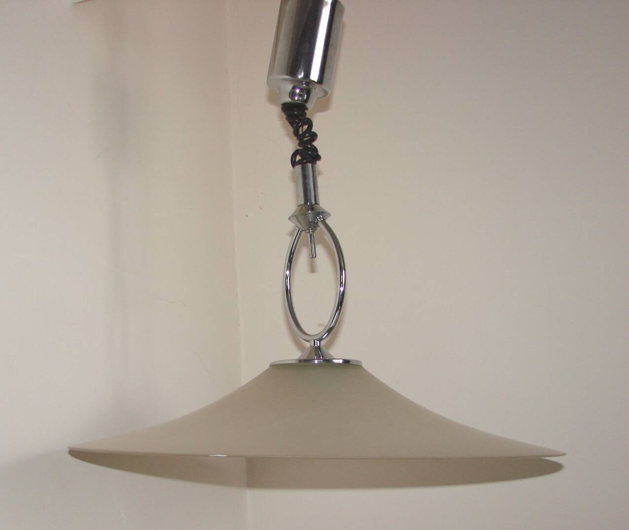 Helestra pendant lamp, Germany, 1970s | Chrome and frosted glass | Vintage