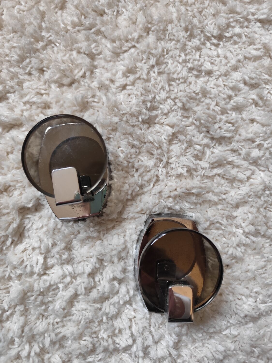 2 tempered glass coat hooks Space Age, 1970s