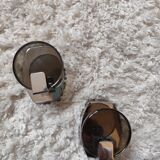 2 tempered glass coat hooks Space Age, 1970s