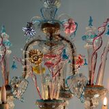 Venetian chandelier rezzonico in multicolored murano glass circa 1920