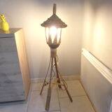 Floor lamp in rattan and vintage bamboo