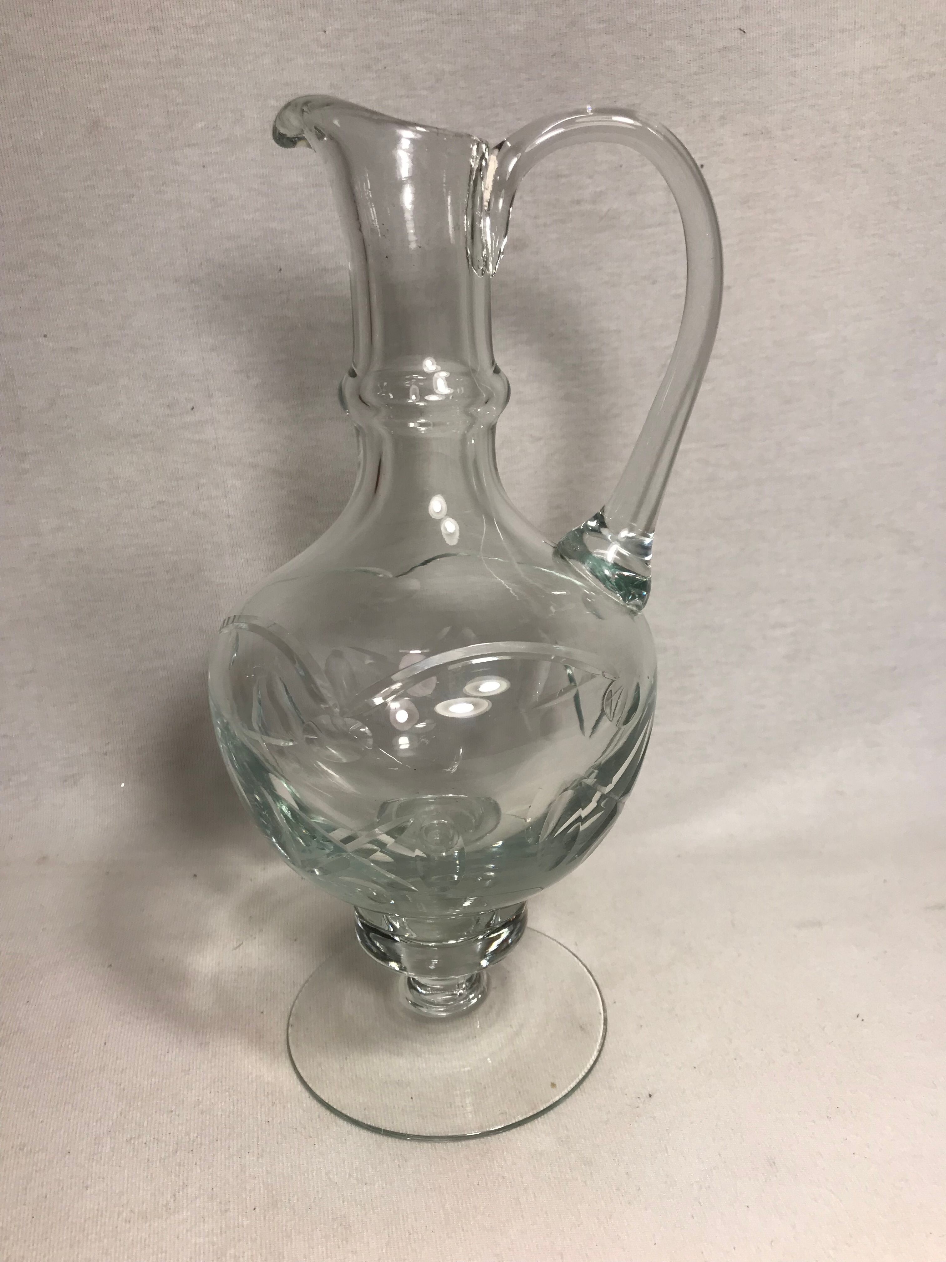Former pitcher Ewer molded Crystal polished jug Vintage