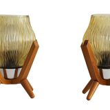 Pair of 1970's Vintage bedside table lamps by Drevo Humpolec