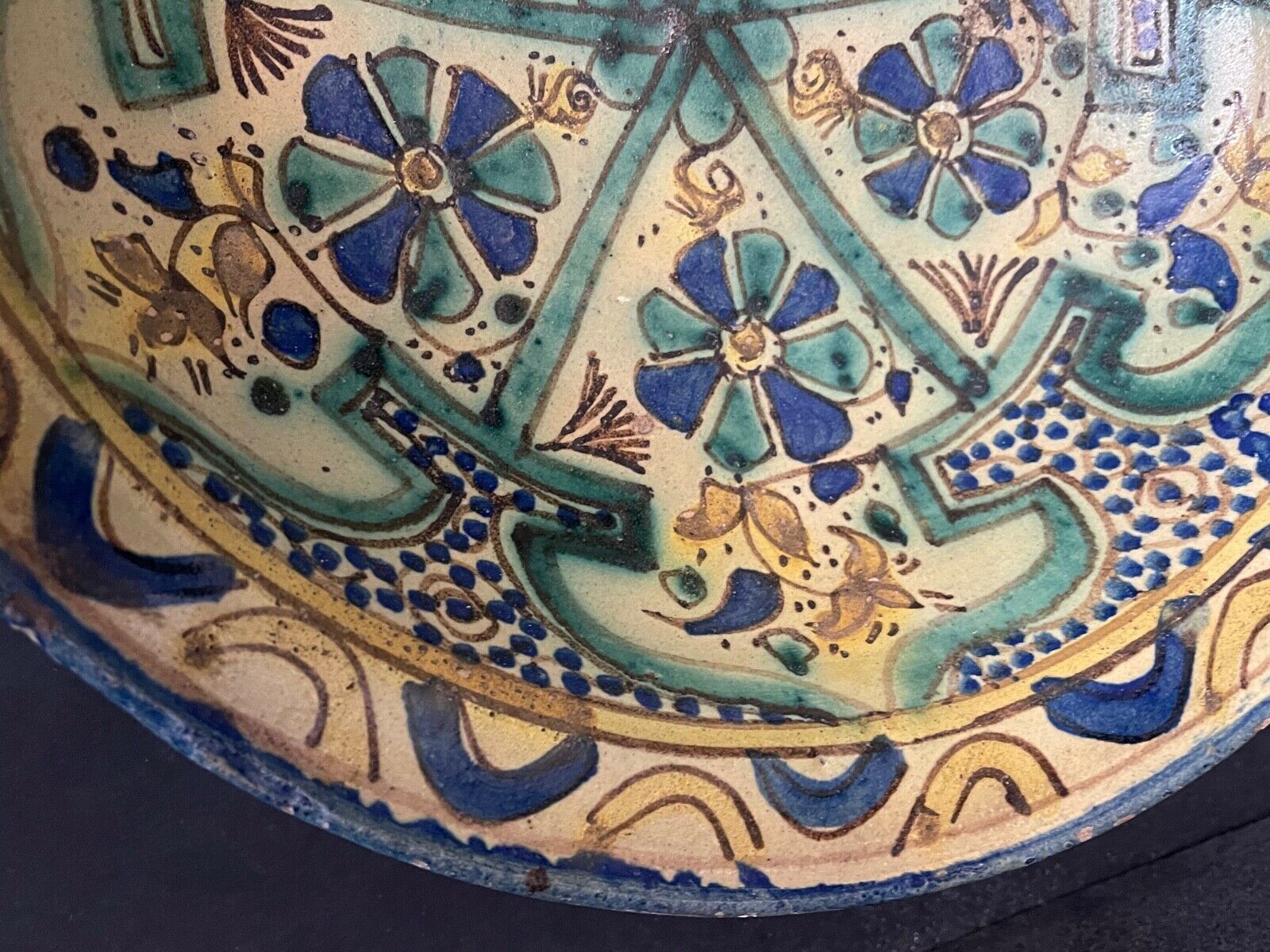 Large Dish Fez Morocco 19th 19th polychrome earthenware 35.3 cm