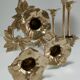 Pair of candlesticks solid brass vintage flowers