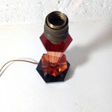 Art Deco Style Table Lamp Base in Black and Pink Bohemian Crystal