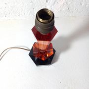 Art Deco style table lamp base in black and pink Bohemian crystal.