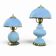 2 lampes de table en verre opalin blanc, années 1970