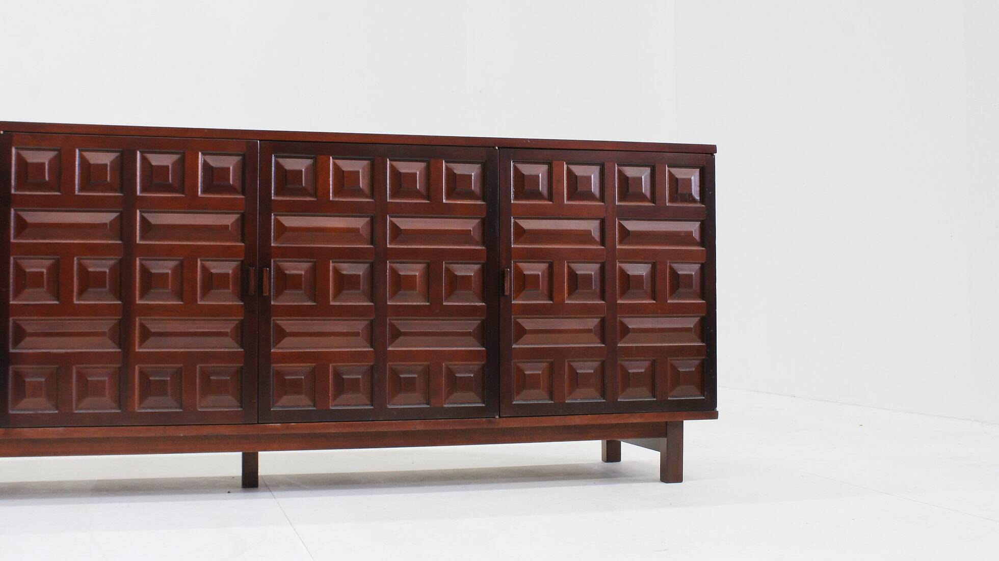 Vintage Spanish brutalist sideboard credenza 1970s