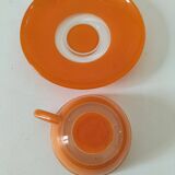Duralex orange cup and saucer – vintage 70s design