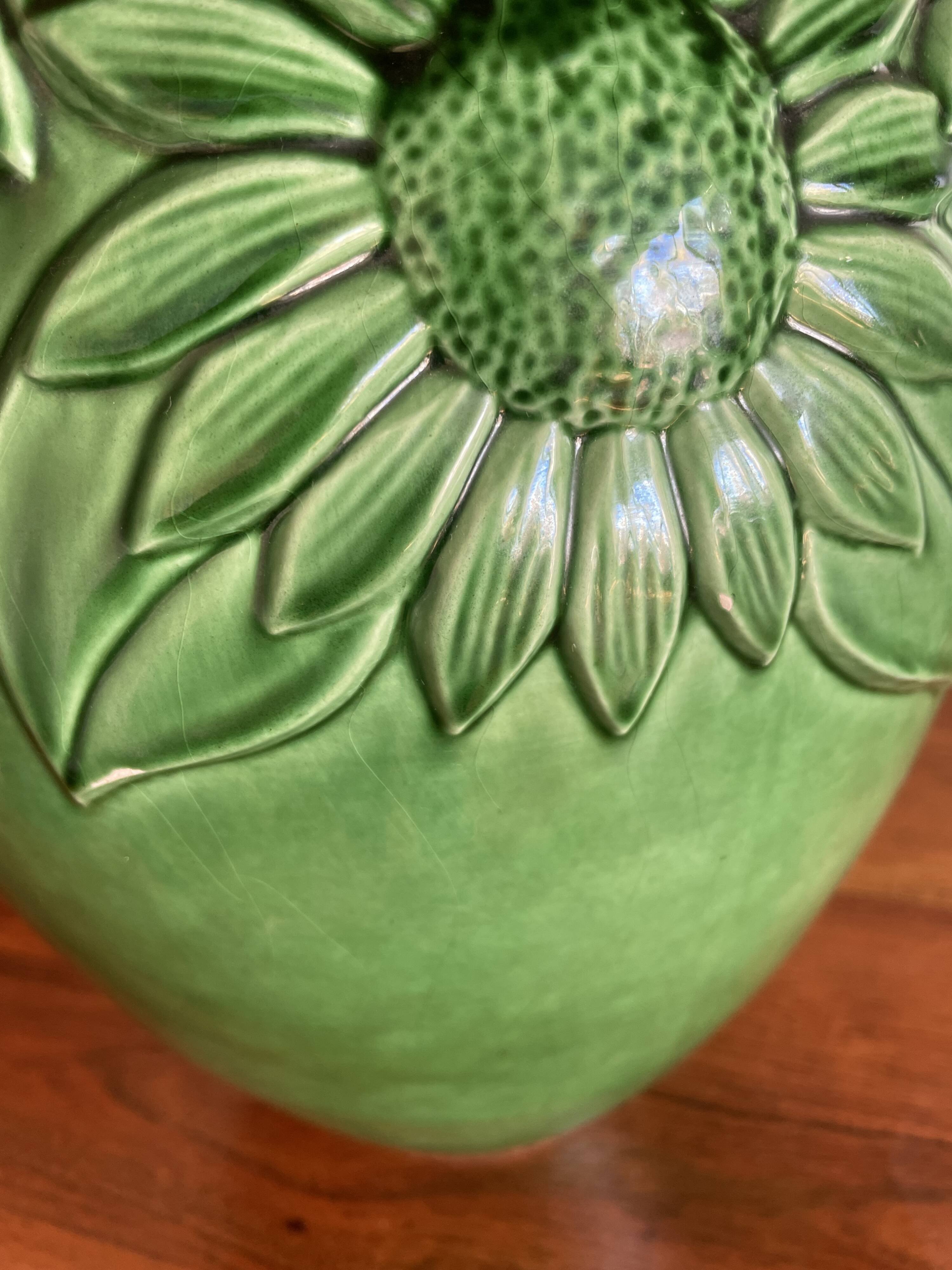 Lampe tournesol en céramique verte