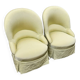 Paire de fauteuils crapaud tapissés pastel vert pomme