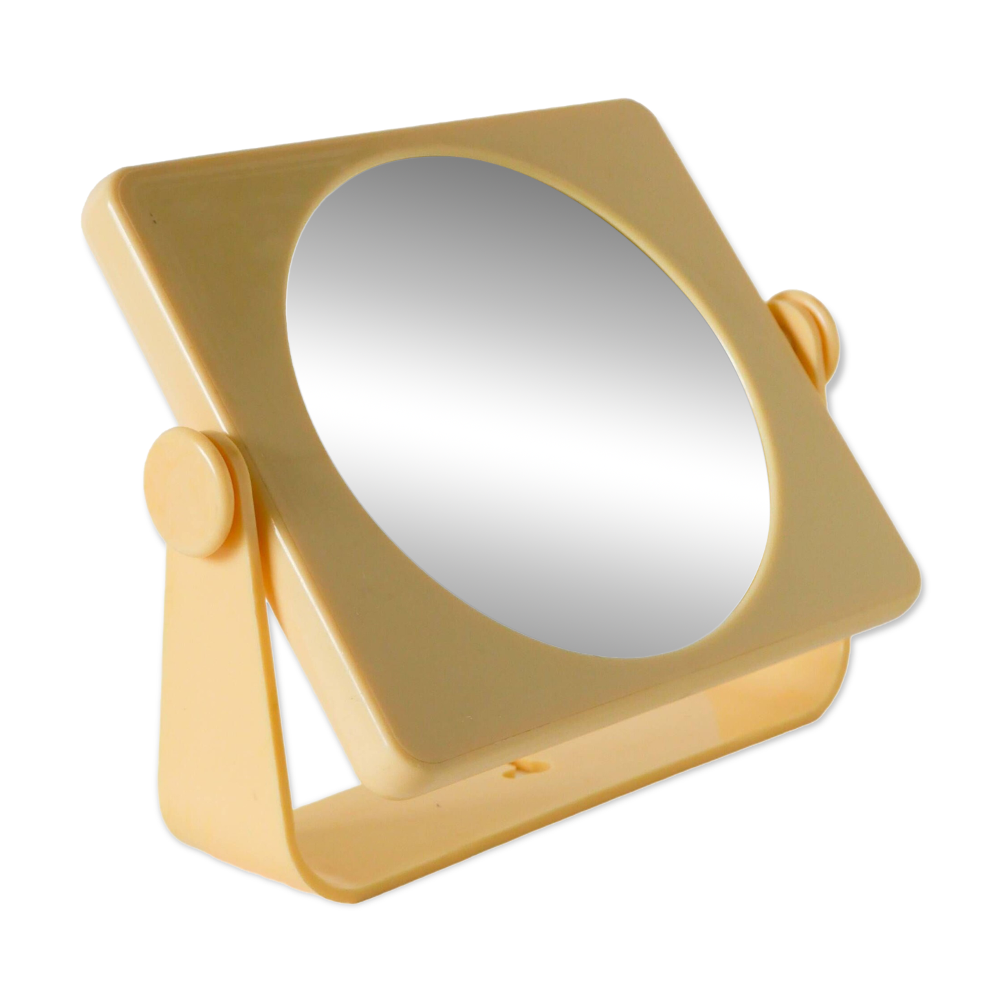 Small cream plastic bathroom mirror to attach, 1970s