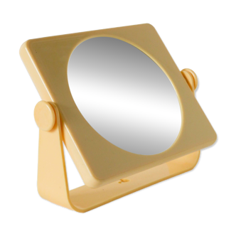 Small cream plastic bathroom mirror to attach, 1970s
