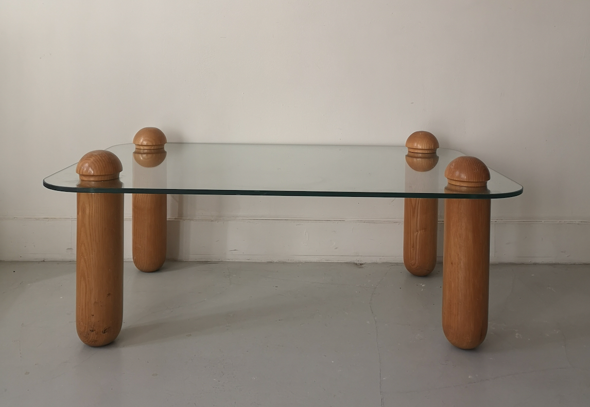 coffee table thick glass, italy 1970