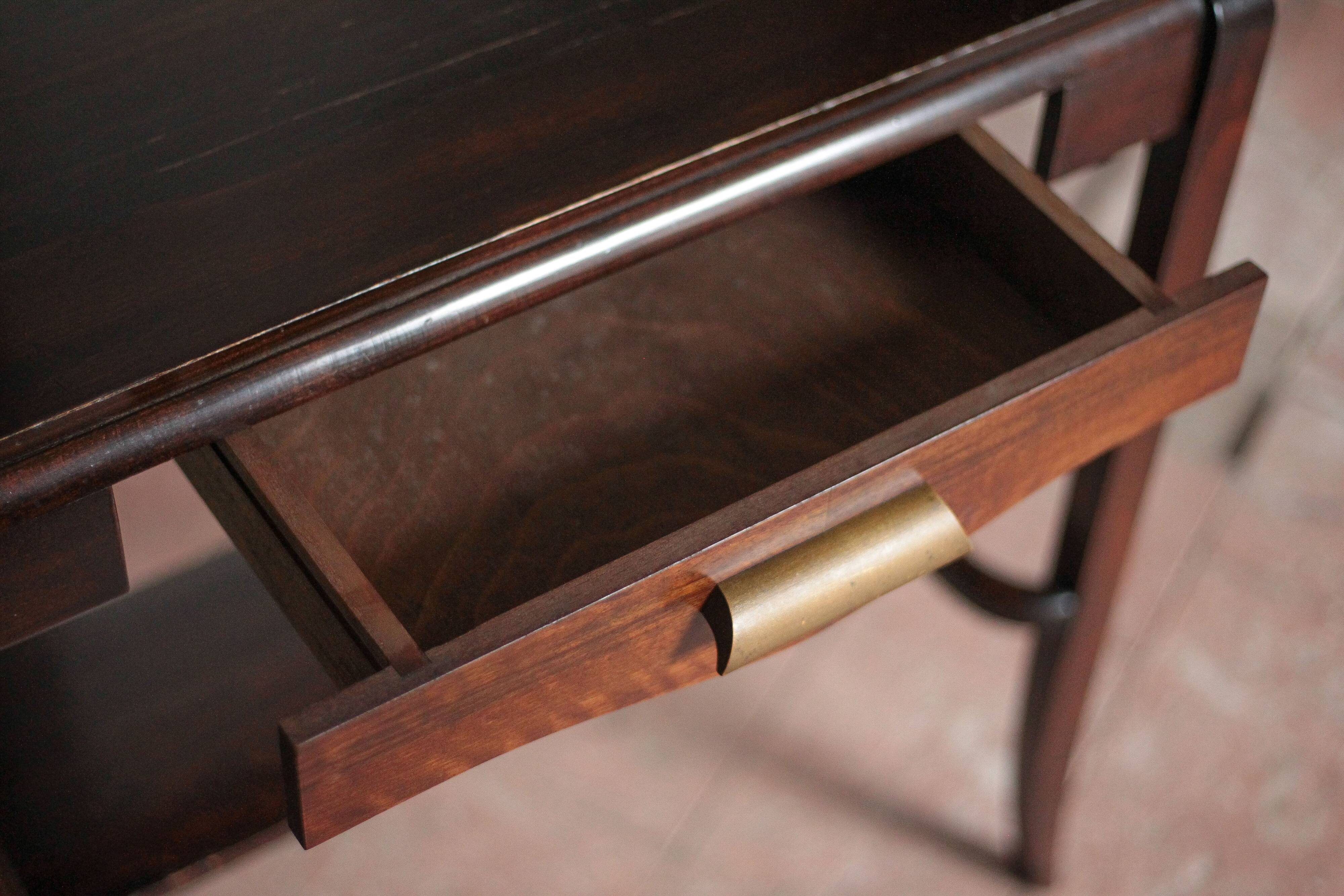 Table vintage, table bois avec 1 tiroir, console art déco, table d'appoint