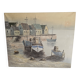 Oil on canvas - Marine, fishing port in a village signed Billings