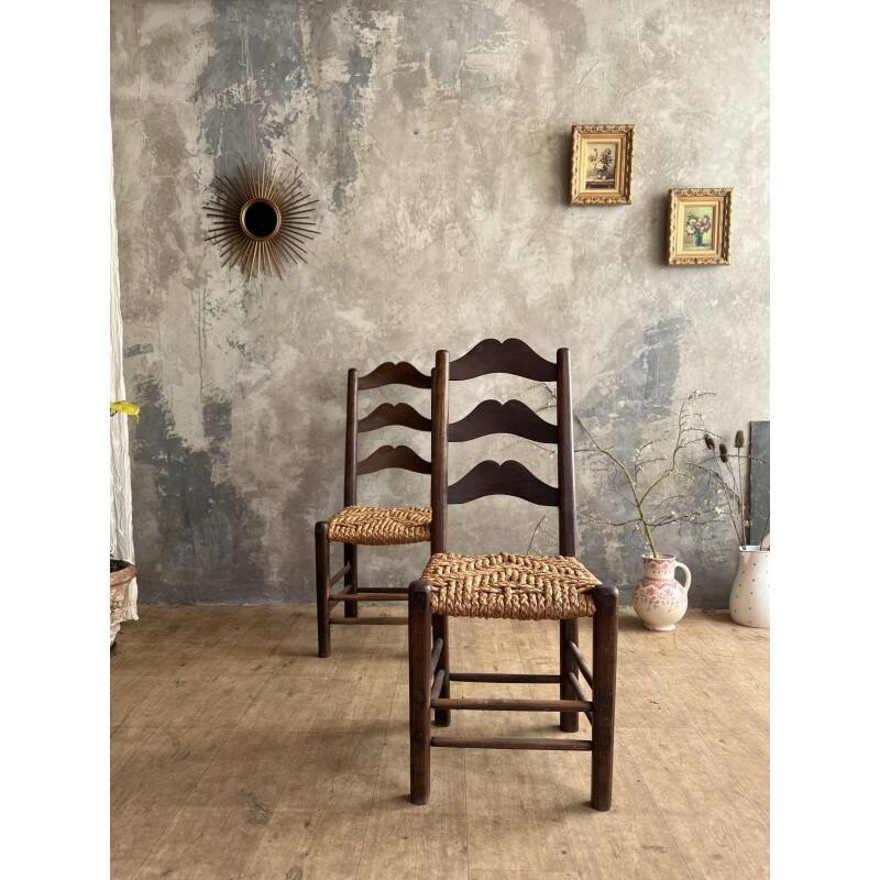 Pair of straw chairs