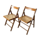 Pair folding chairs caning