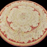 Large Circular Aubusson Style Rug / Round 3.05 M. Diameter