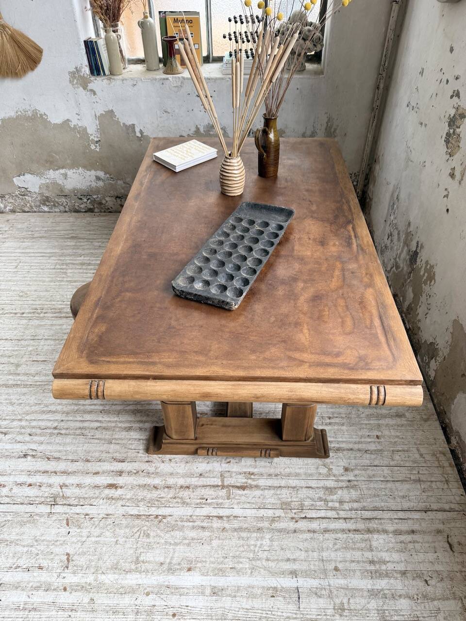 Table de repas chêne 1940 Dudouyt 240cm