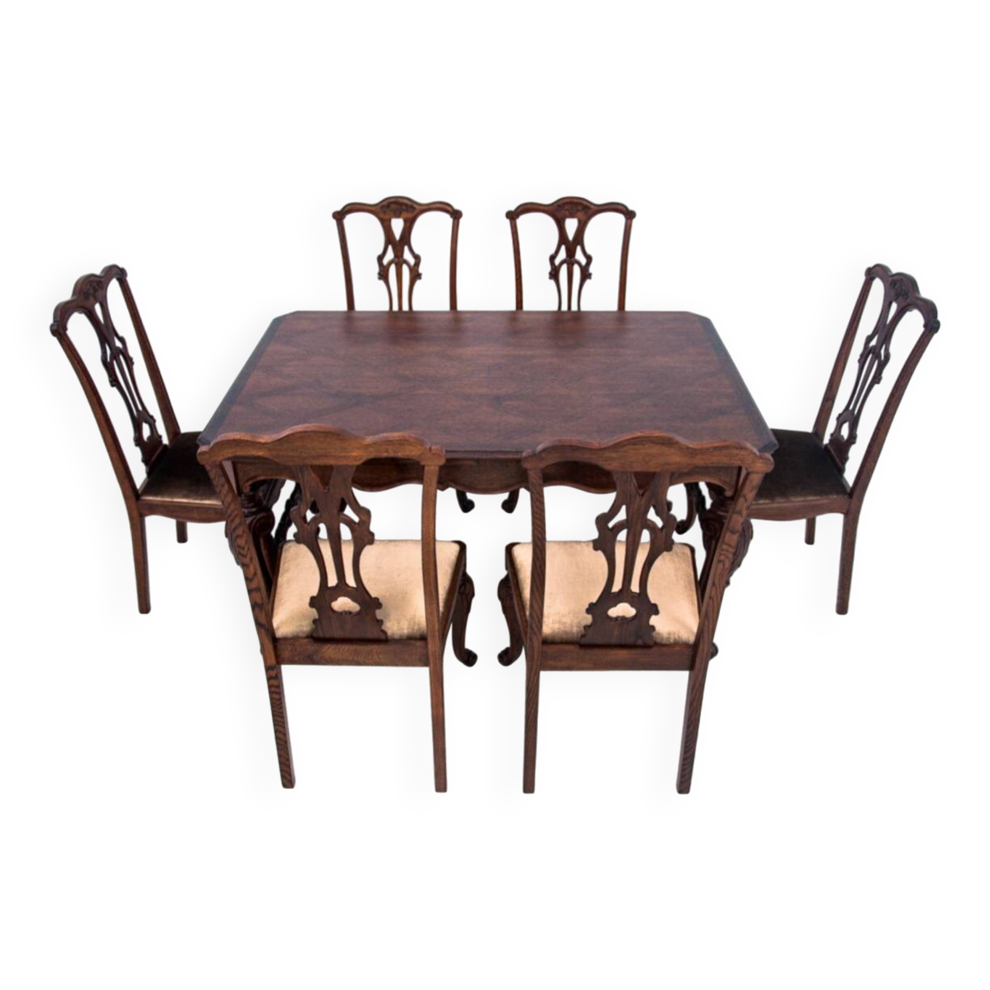 Antique table and chairs from the 19th century, Western Europe.
