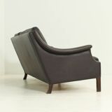 Canapé trois places Aage Christiansen en cuir marron foncé, 1960's