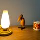 Bedside lamp vintage 60s tole enamelled opaline glass