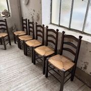 Straw chairs oak 1940s Dudouyt