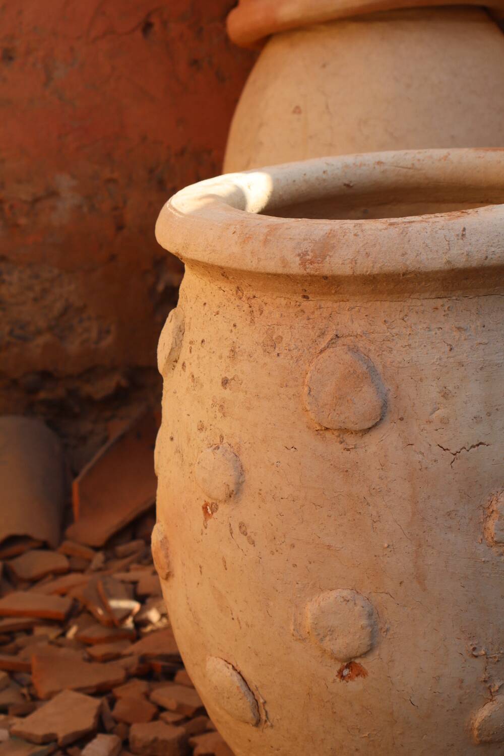 Large handmade raw tamegroute terracotta jar