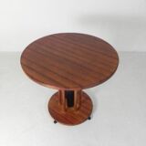 Vintage teak table with 6 narrow and 1 wide style, 1980s.
