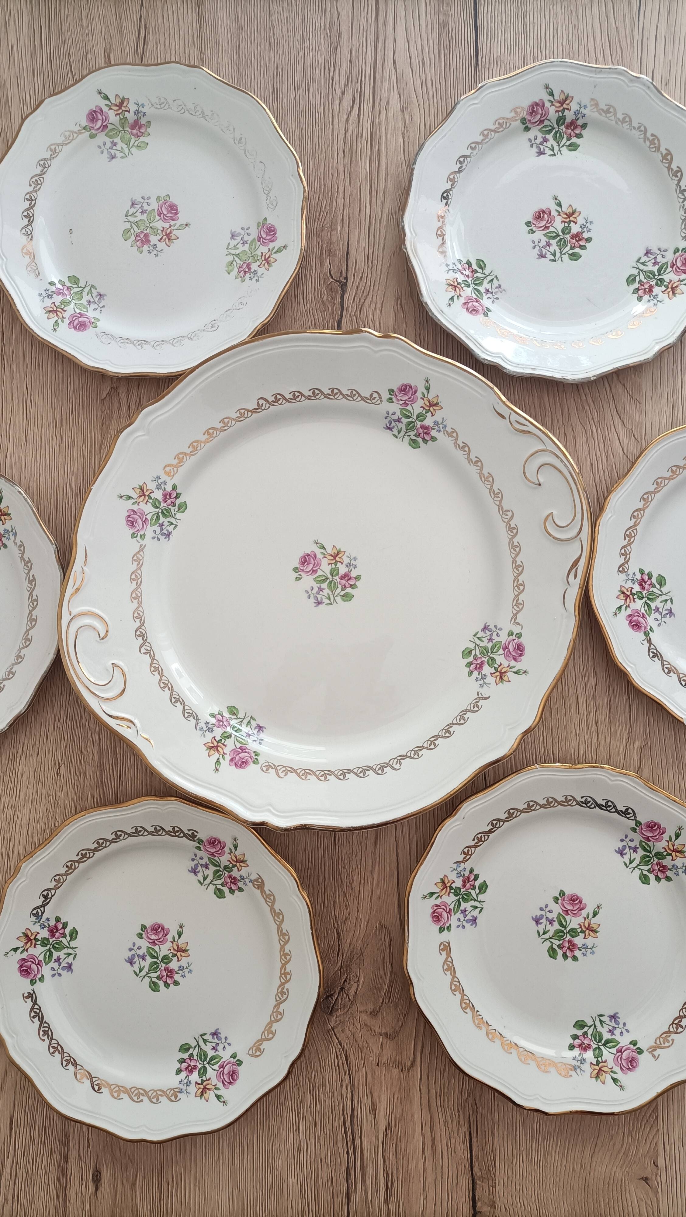 Set of flat dessert service and 6 plates l'Amandinoise St-Amand