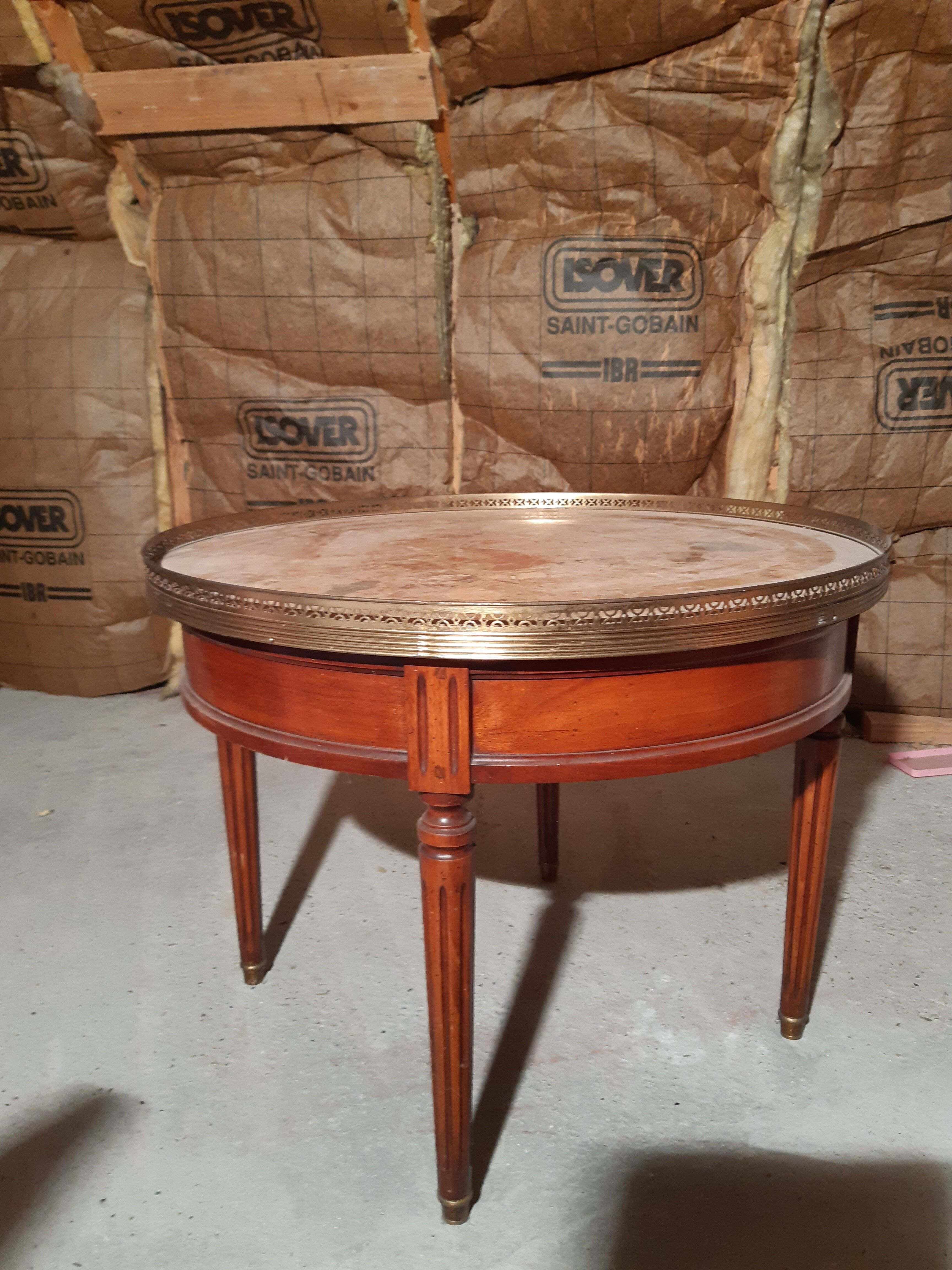 Marble and cherry hot water bottle table